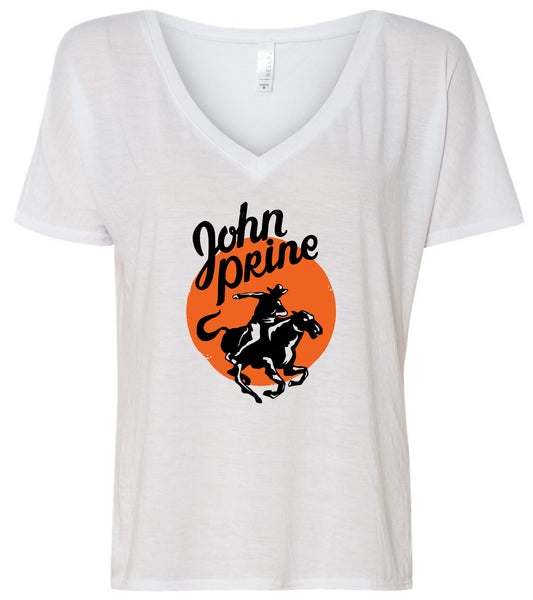John Prine - Women's Old Rodeo T-Shirt (Slouchy V-Neck) - Oh Boy Records - OH BOY RECORDS